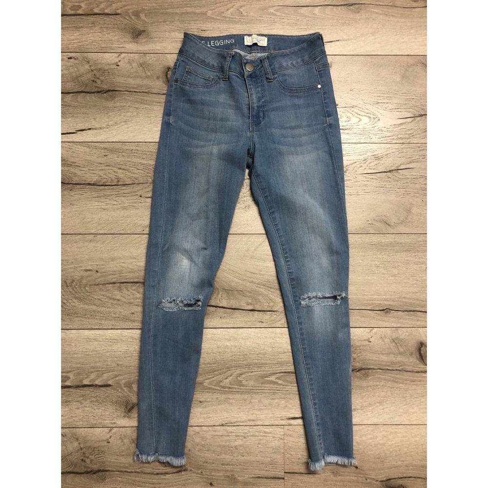 perfect ankle legging blue asphalt distressed